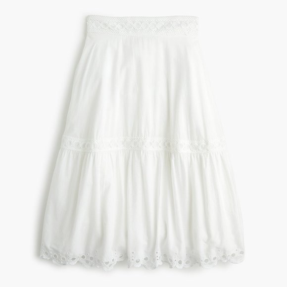 NWT-2-J. Crew Midi skirt with eyelet trim in organic cotton